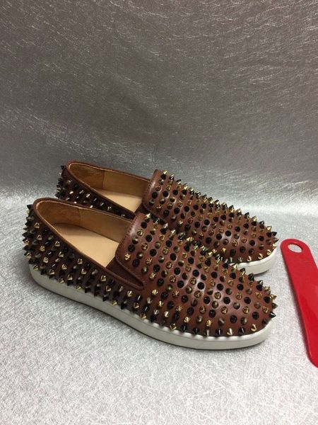 

luxury women designer shoes fashion men sneakers red bottoms genuine leather casual shoes t01, Black