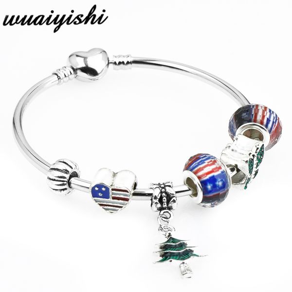 

wuaiyishi2019 shipment christmas charm bracelet lady bracelet hidden silver murano glass lady fashion european jewelry, Black