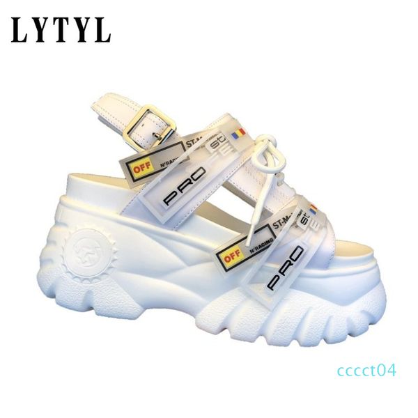 

summer chunky sandals women 8cm wedge high heels shoes female buckle platform leather casual summer slippers woman sandal e-92 ct04, Black