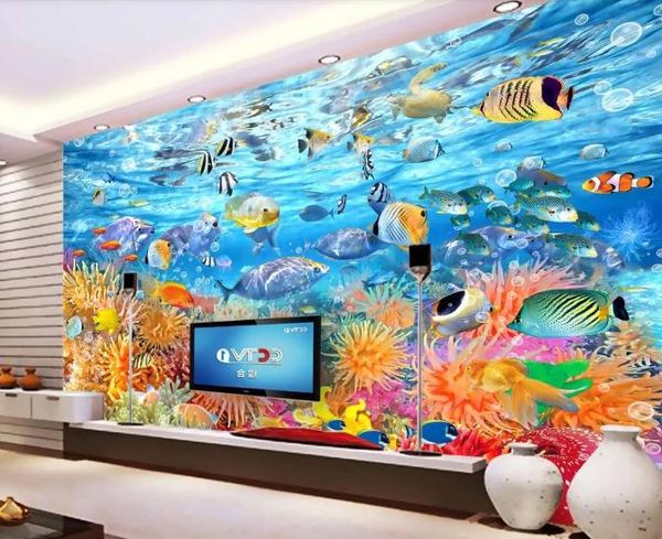 

underwater world television background wal p wallpapers for wall 3 d living room bedroom shop bar cafe walls murals roll papel de parede