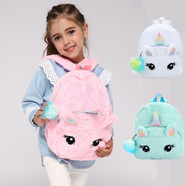 

new fashion unicorn soft plush backpacks kawaii cartoon girls school bags nursery school baby shoulder bag