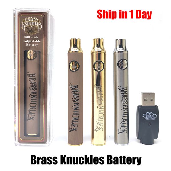 

Brass Knuckles батареи 650mAh 900mAh Gold Wood Slivery Разогреть Регулируемое напряжение Vape Pen BK Батарея 510 Thread картридж