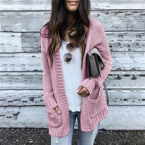 

sweater coat outwear women cardigans v neck solid loose knitwear casual knit cardigan loose outwear winter jackets, White