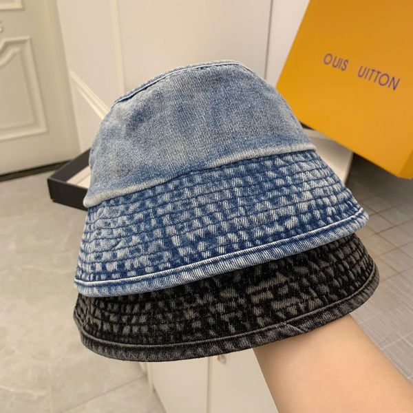 

summer empty cowboy fisherman all-match sewing basin women's washed bucket bucket hat sun hat, Blue;gray