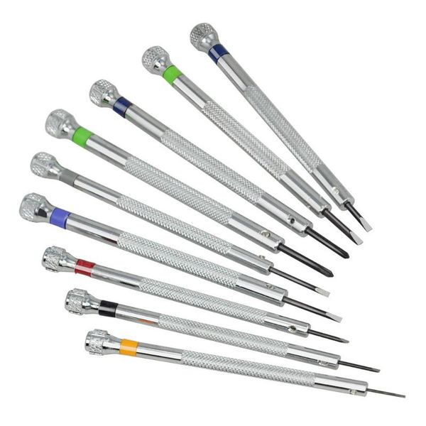 

9pcs metal with stand watchmakers tool slotted flat blade practical eyeglasses durable professional screwdriver set repair