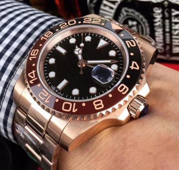 

Новое розовое золото GMT2 Внесено в список V3 версия Бэтмен мужские часы 2813 с автоматическим механизмом Керамическая вращающаяся рамка сапфировое стекло стальной ремешок