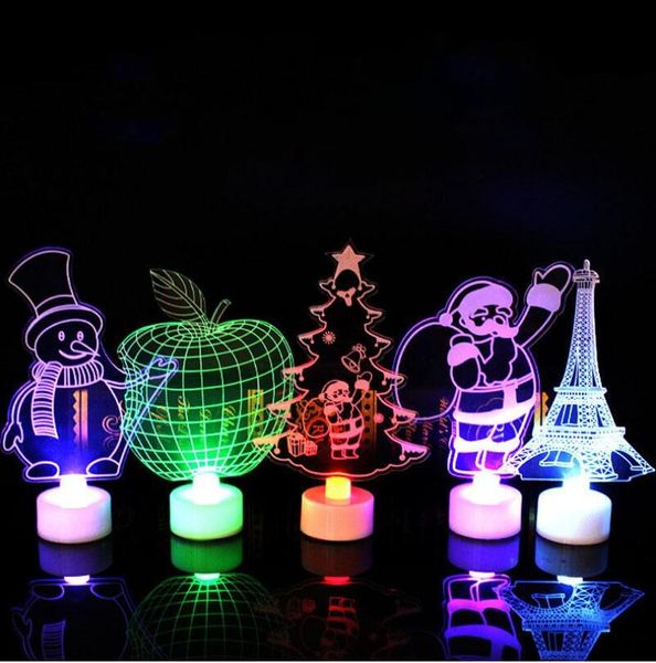 Pupazzo di neve Babbo Natale NOVITÀ Luce LED multicolore Acrilico trasparente Albero di Natale Lampada d'atmosfera Notte Prodotti di Capodanno