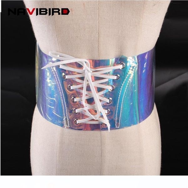 

new pvc lace up transparent corset belt 2018 wide red plastic clear belts for women bandage shape-making waistband riem, Black;brown