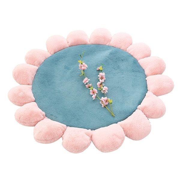 

1.1m 3d round flower shape rug living room stretch carpets mat play mat baby room crawling pad folding pet carpet fashion