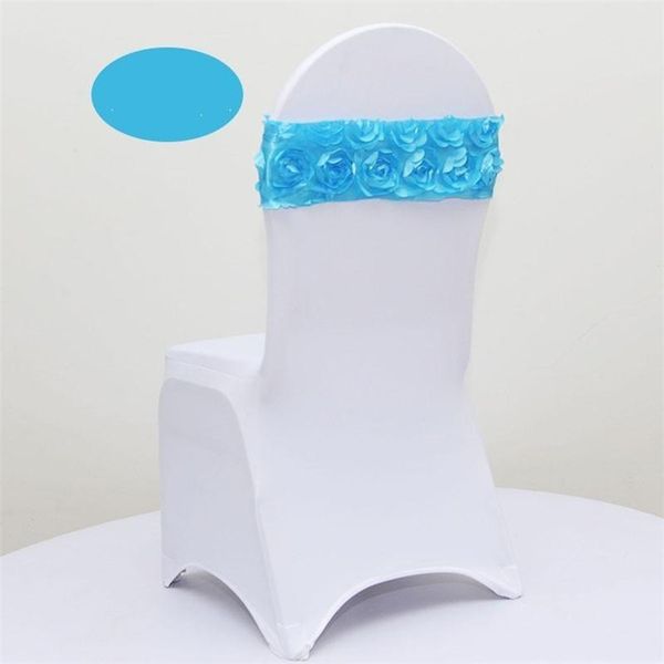 

latest elastic 3d rose petal flower wedding chair cover sashes sash party banquet decoration decor multicolor