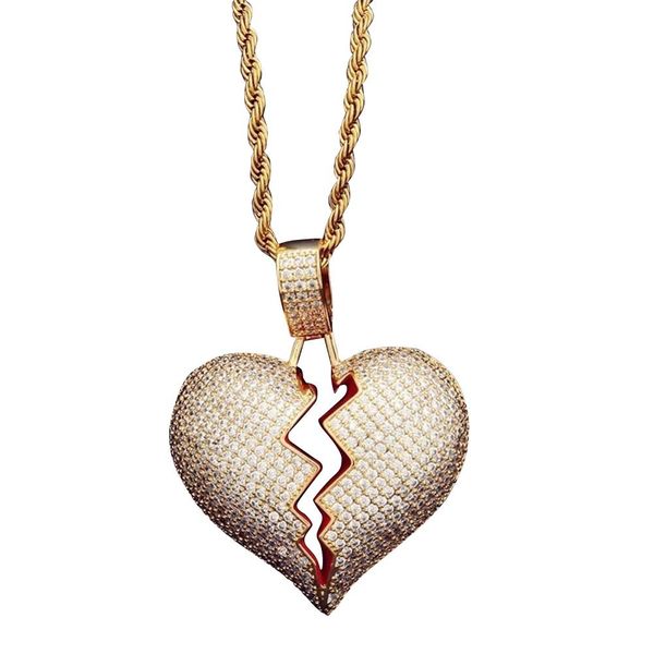 

fashion broken heart pendant rhinestone couple chain necklace jewelry new, Silver