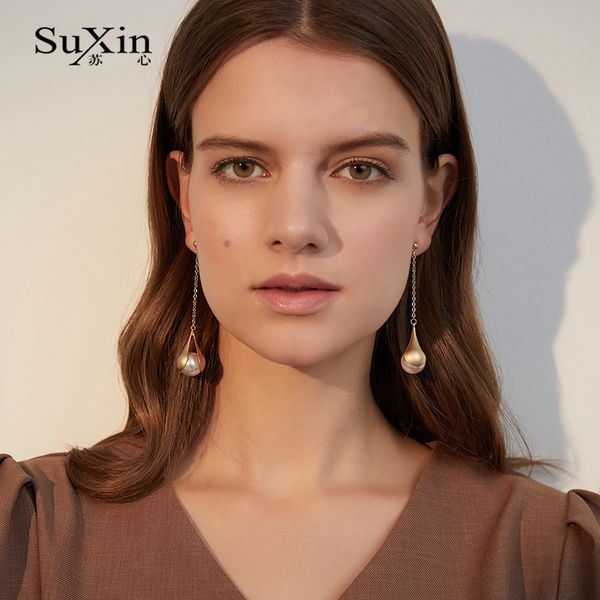 

suxin 925 серебряные иглы серьги темперамент серьги для женщин длинные перлы faux подвеска подарка ювелирных изделий, Silver