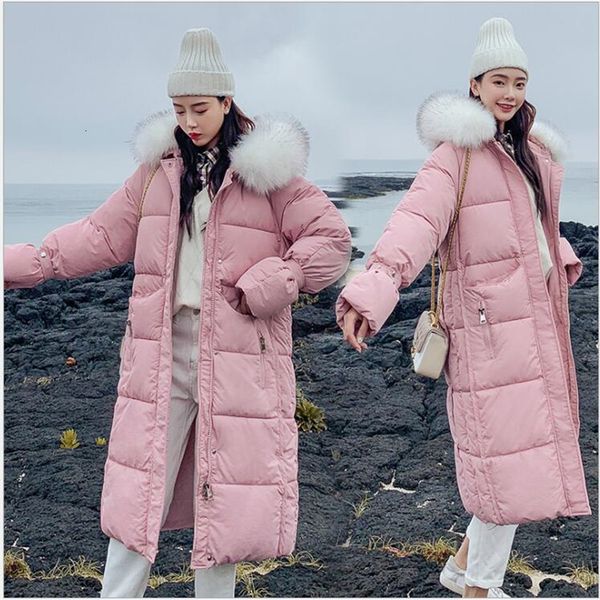 

new winter coat women x-long plus size thick fur collar winter jacket women long female parkas cotton hooded outerwear r283, Black