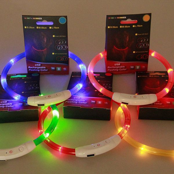 

usb practical rechargeable led flashing light band belt safety pet dog collar