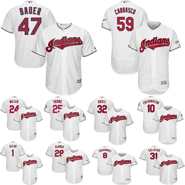

Cleveland Men's Indians Francisco Lindor Jerseys Jose Ramirez Trevor Bauer Jason Kipnis Tyler Naquin Scarlet 2019 Cool Base Baseball Jersey
