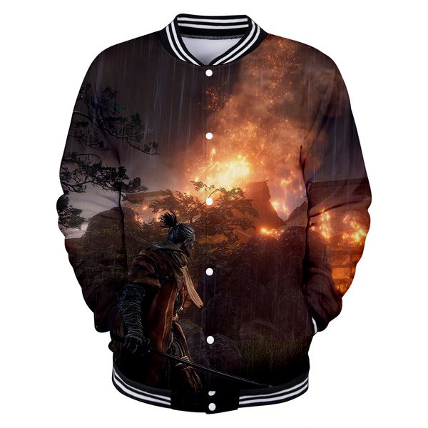 

new arrival game sekiro:shadow die twice 3d print jacket male/female kpop harajuku o-neck personality baseball jackets, Black;brown