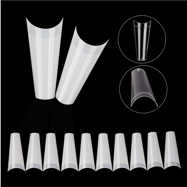 

100pcs/box false nail tips nature/clear half cover nail art fake tips, Red;gold