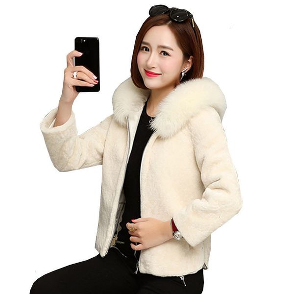 

new slim short thick wool jas ukraine winter women bontkraag capuchon jassen parka leisure women's overcoat z419, Black