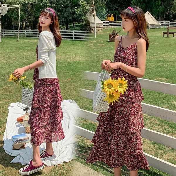 

5716 # лето цветочные printed chiffon материнство уход длинные sundress элегантный feeding торт платье для беременных слим беременности, White