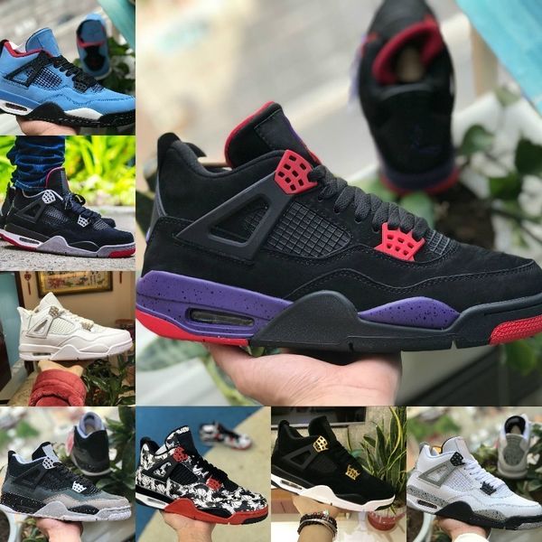 

продажа 2019 новый 4s татуировка черный белый цемент граффити кактус джек raptors og мужские баскетбольные кроссовки 4 трэвис скоттс королев, White;red