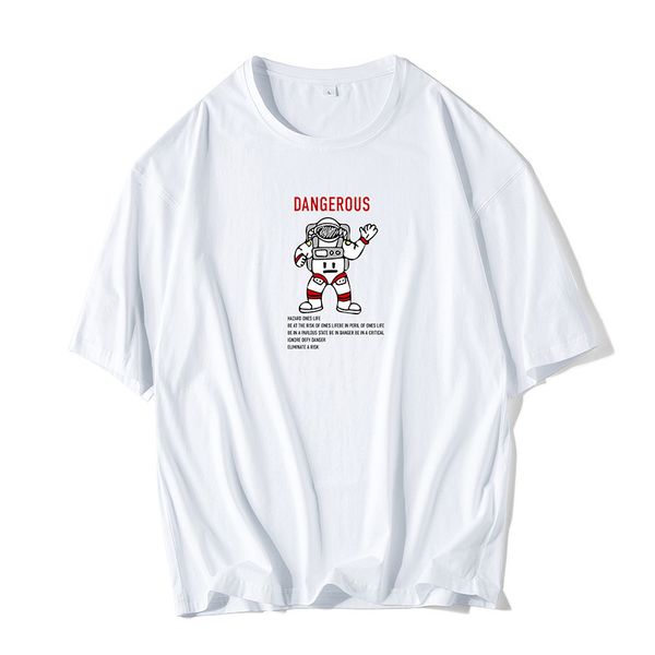 

designer men's t-shirt summer new cotton short-sleeved tide brand ins wild cotton loose t-shirt fashion men's 5 colors size m-3xl, White;black