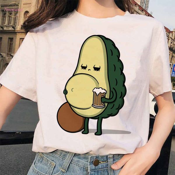 

fashion avocado tshirt women clothes new harajuku grunge femme tee shirt kawaii 90s graphic t shirt vegan female t shirt, White