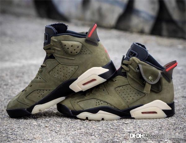 

2019 release authentic 6s travis scott x air 6 medium olive 3m reflective retro black sail red mens basketball shoes sneakers cn1084-200