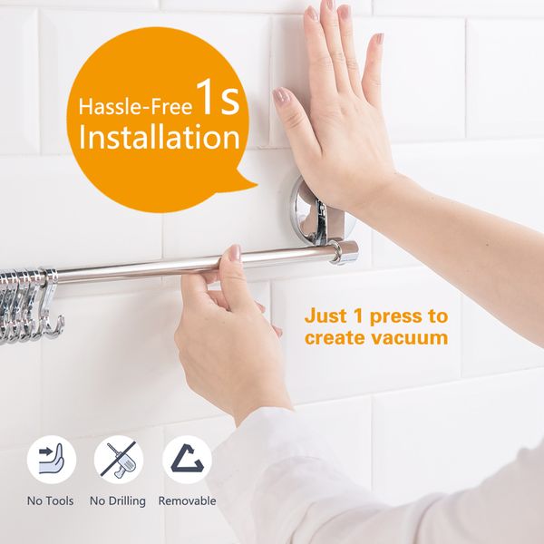 

taili suction cup tower bar no drilling wall kitchen/bathroom hanger multi-hook removable towel / brush easy to press