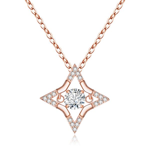 

explosion s925 sterling silver initial necklace female four-pointed star beating star smart pendant necklace