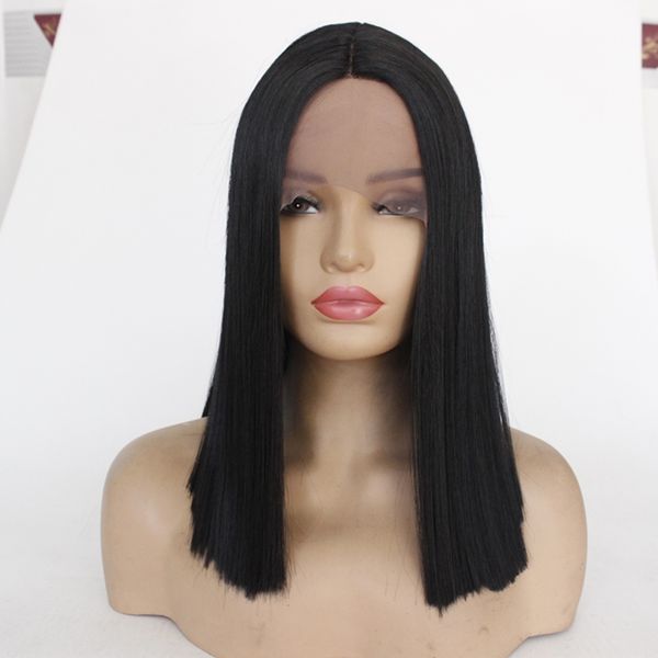 High Quality Chemical Fiber Wig Black Shoulder Length Straight