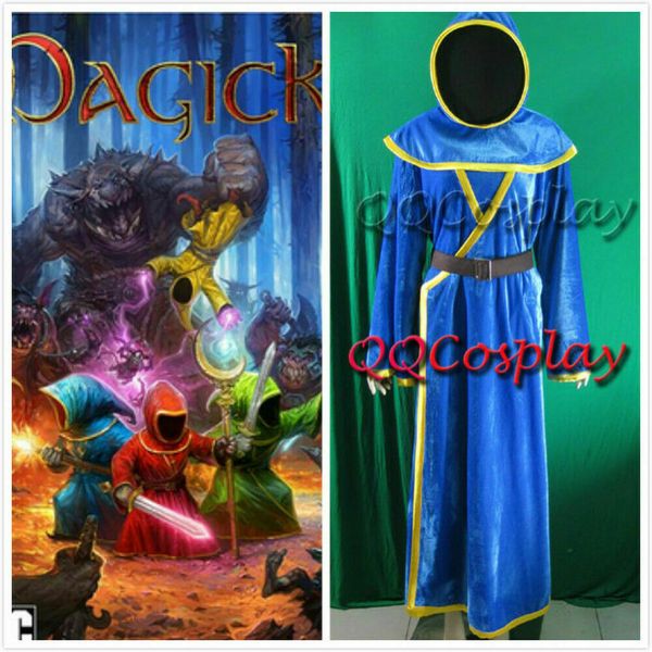 

magicka navy blue wizard cosplay costume, Black;red