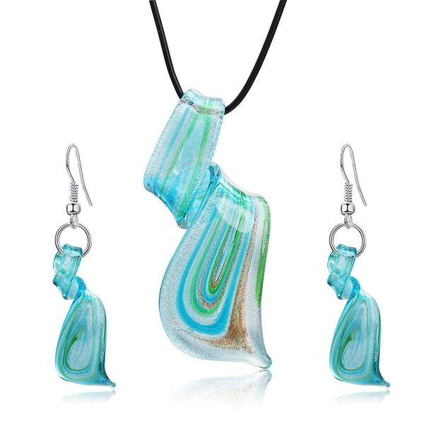 

twist spiral pendant exotic necklace ear hook earrings party women jewelry set new chic, Silver