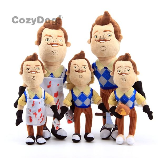 

30-40cm hello neighbor plush toys new arrival neighbor apron & cleaver & coffee stuffed toys doll figures peluche women kid gift y200703