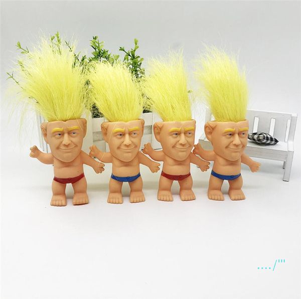 

10cm donald trump cartoon figures doll toys usa president trump 2020 general election creative model baby kids hand play funny toys a61305