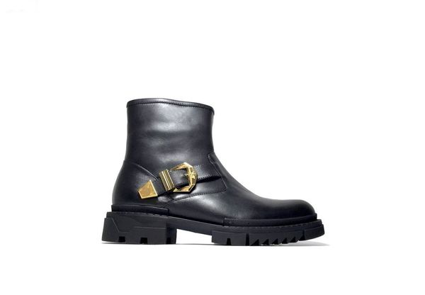 

platform booties fashion designer women/men luxury nail shoes black boots genuine leather boots flat bottom ing