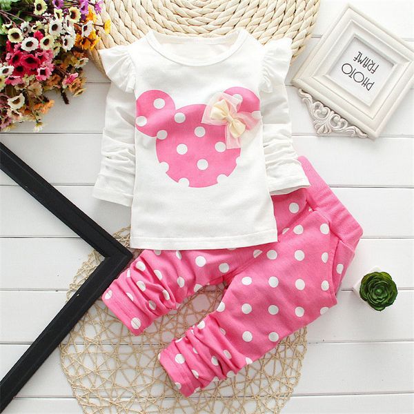 

2020 spring new children's clothing fashion baby girl out 2pcs suit coat +pant cartoon set newborn baby cotton clothes suit, White