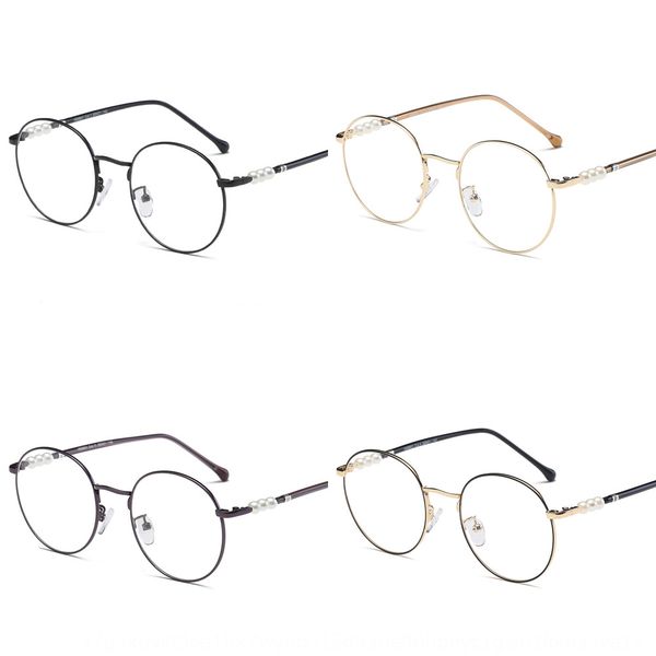 

round frame myopia pearl leg decorative glasses frame artistic myopia glasses, Silver
