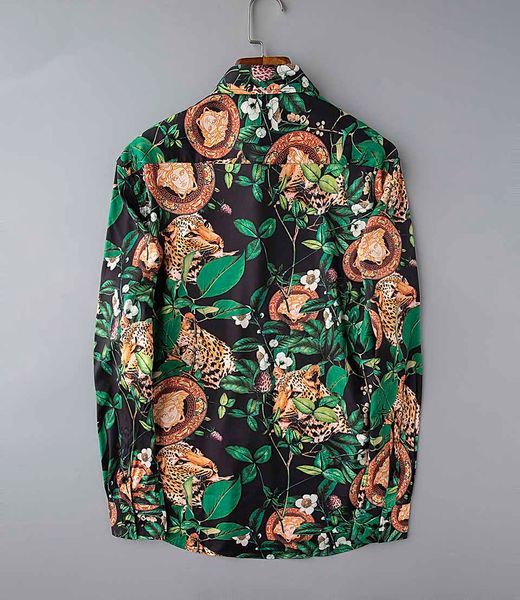 

medusa fashion mens designer shirts tide brand luxury high end brand shirt personality flower print loose cotton couple shirt, White;black
