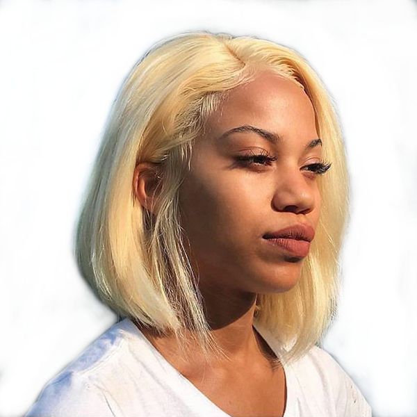 

Fashion Blonde Short Bob Style Lace Front Wig 150% Density Costume Women's Heat Resistant Glueless Synthetic Full Wigs Natural Hairline