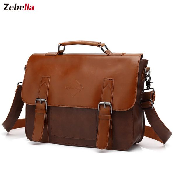 

zebella vintage мужские бизнес портфели pu leather brown мужские сумки для ноутбуков посланника классический портфель документов офиса сумка