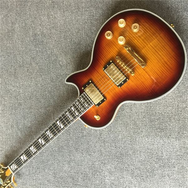 

lp custom electric guitar rotten maple wood gold hardware mahogany wood