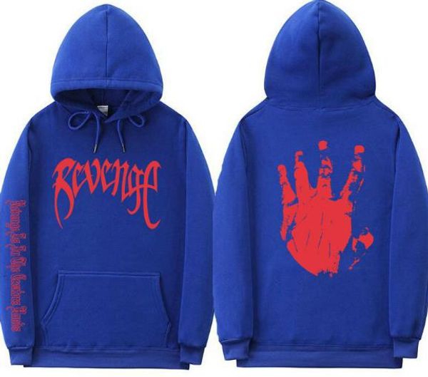 

men revenge hooded hoodies male teenager tentacion casual sweatshirts skateboard solid color, Black