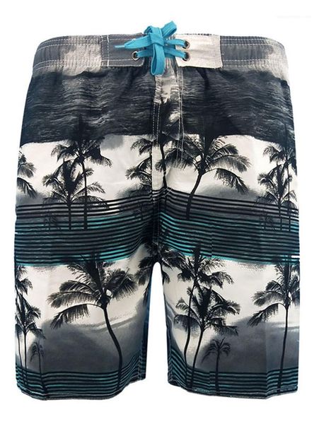 

tree and striped print summer pants contrast color clothing sports loose drawstring pocket shorts clothes mens designer coconut, Black