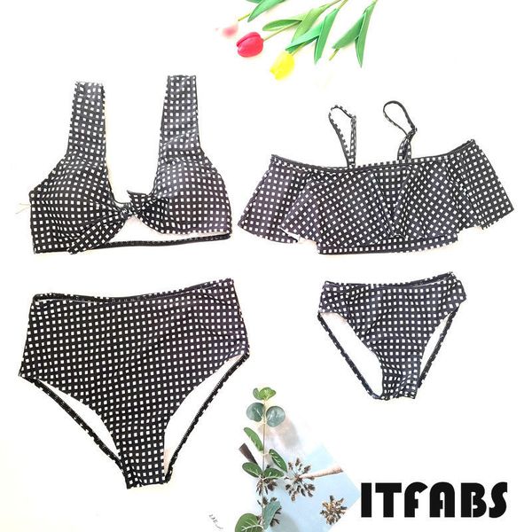 

2019 Plaid Bikini Matching Outfit Mother Daughter Bikini Family Swimwear Bathing Suits Beach Summer Suit Wear