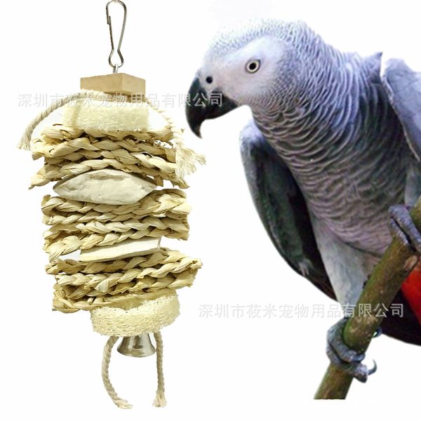 

parrot toys pure natural corn skin retinervus luffae fructus cuttlefish bone hemp flowers string bite toys 85g foreign trade