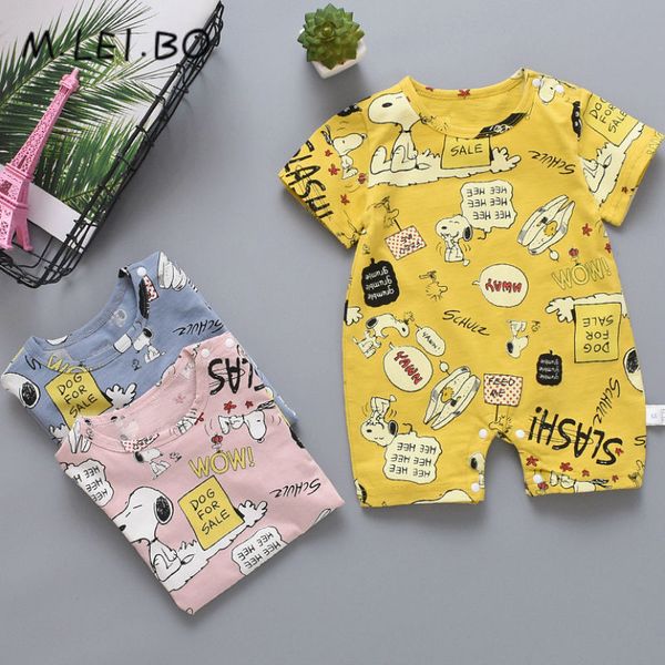 

новорожденные лето baby boy ползунки с коротким рукавом хлопок младенческая комбинезон cartoon printed baby girl rompers новорожденные одежд, Blue
