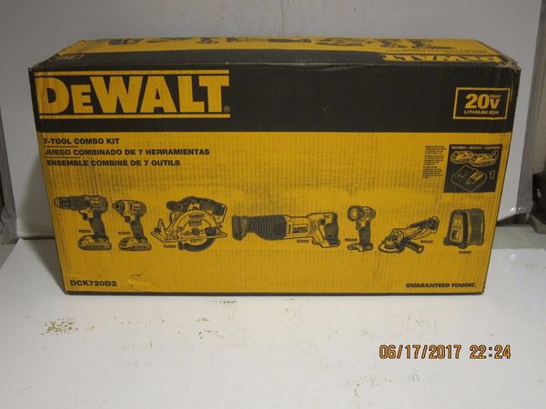 

Dewalt dck720d2 20 volt max lithium ion cordle combo kit 7 tool new ealed bx