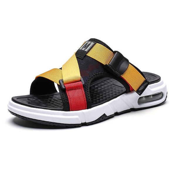 

men's sandals summer slippers men's tide 2019 new trend outdoor outside wearing a word drag vietnam beach shoes, Black