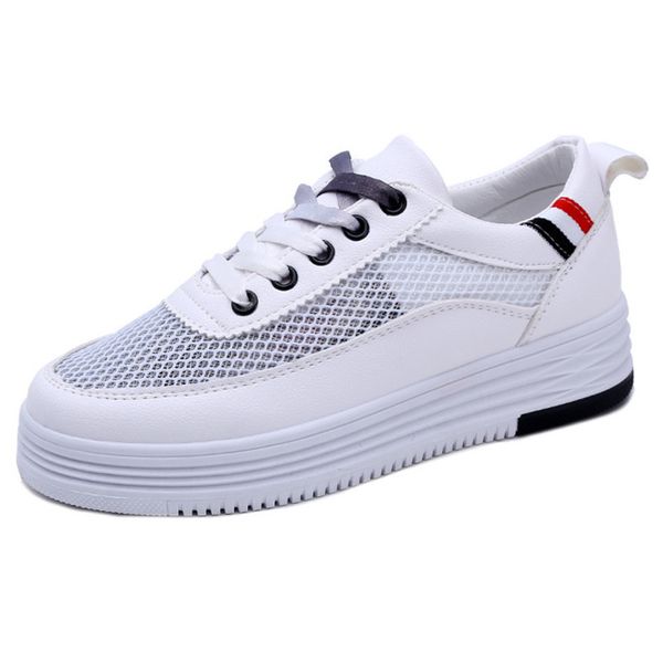 

женские летние 2018 новые плоские чистые ботинки женские дикие повседневная обувь на толстой подошве простая и удобная дышащая обувь y80, Black