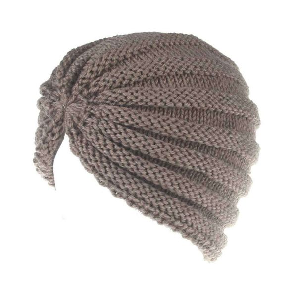 

loneyshow women winter knitting hats india caps knot turban hat dome cap female solid color knitting cap femme, Blue;gray